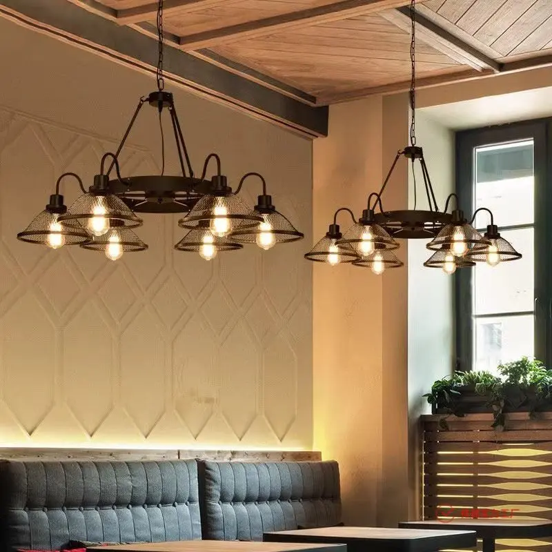 Vintage Bar Theme Restaurant Iron Pendant in American Countryside Including Light Bulbs