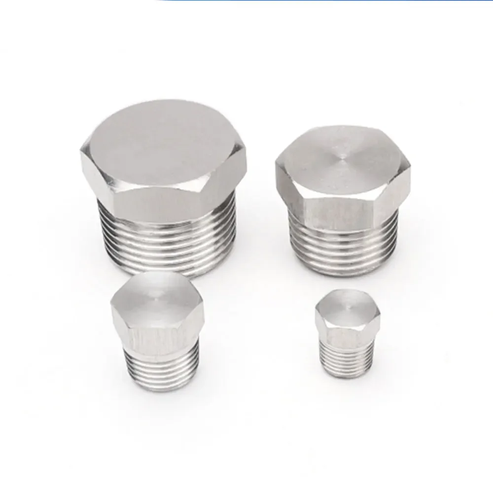 1/8" 1/4" 3/8" 1/2" 3/4" 1" 1-1/4" 1-1/2" 2" BSPT NPT Male 316 304 Stainless Steel Countersunk End Plug Square Head Cap