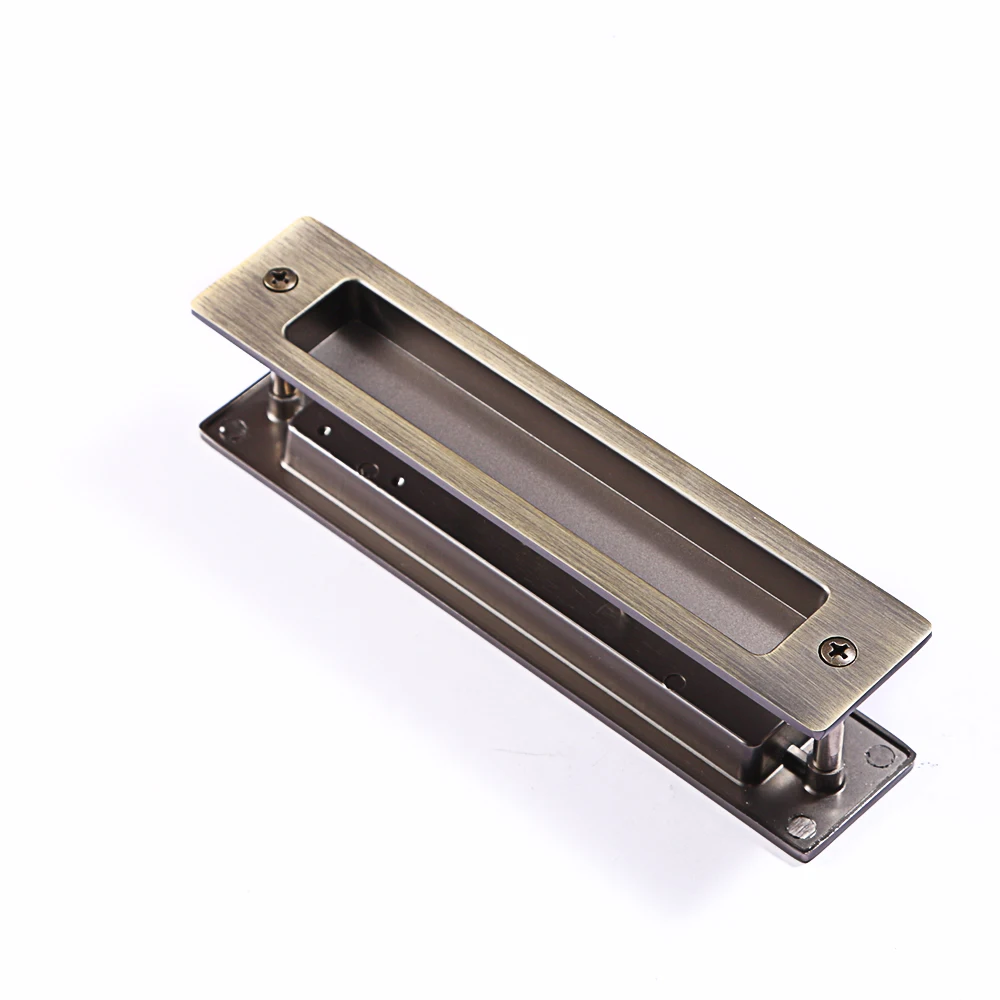 มือจับประตูแบบฝังทรงสี่เหลี่ยม CCJH ขนาด 180*38 มม. สีทองเหลืองโบราณ