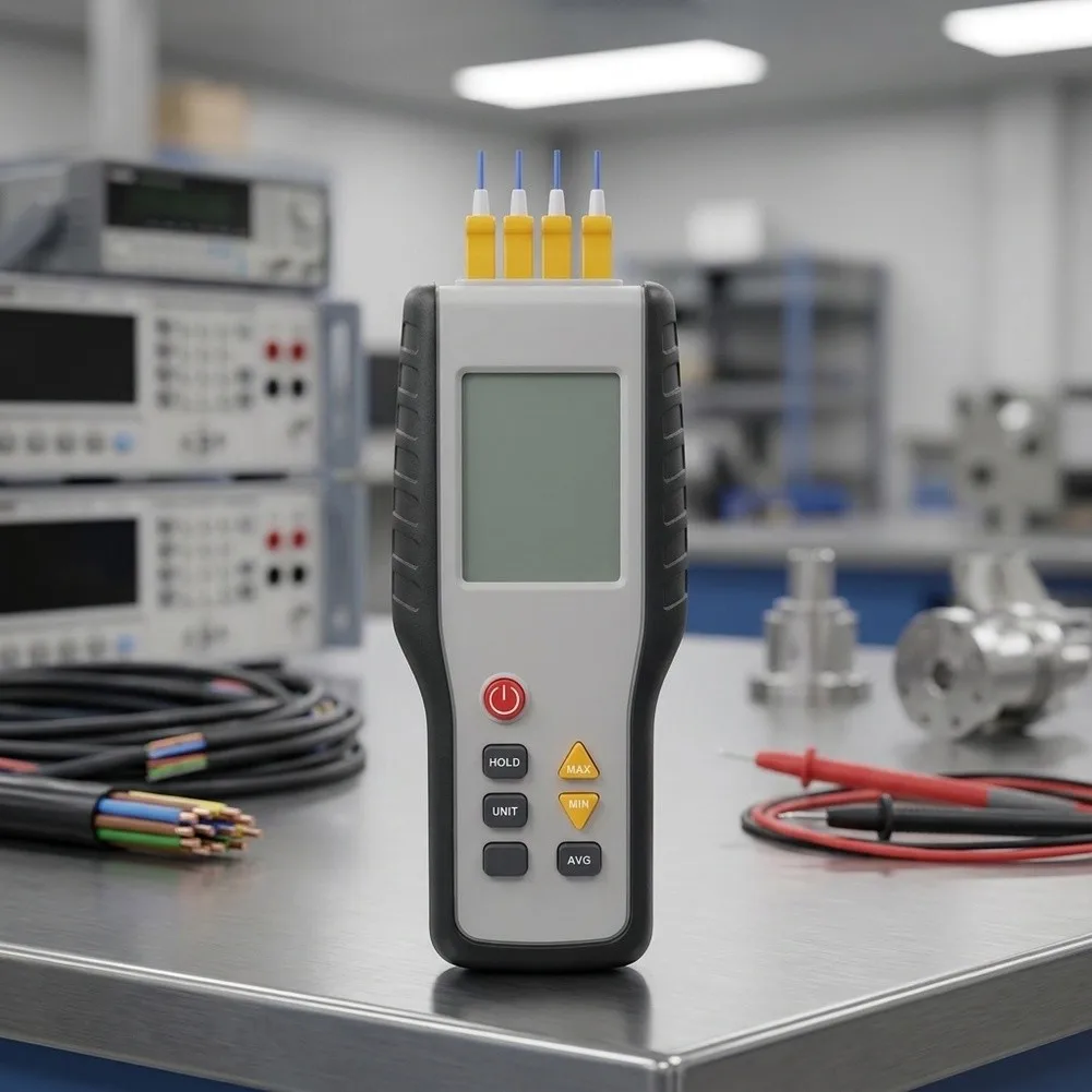 Industrial Grade 4 Channel Thermometer HT-9815 for Comparative Temperature Monitoring in Manufacturing and Calibration Tasks