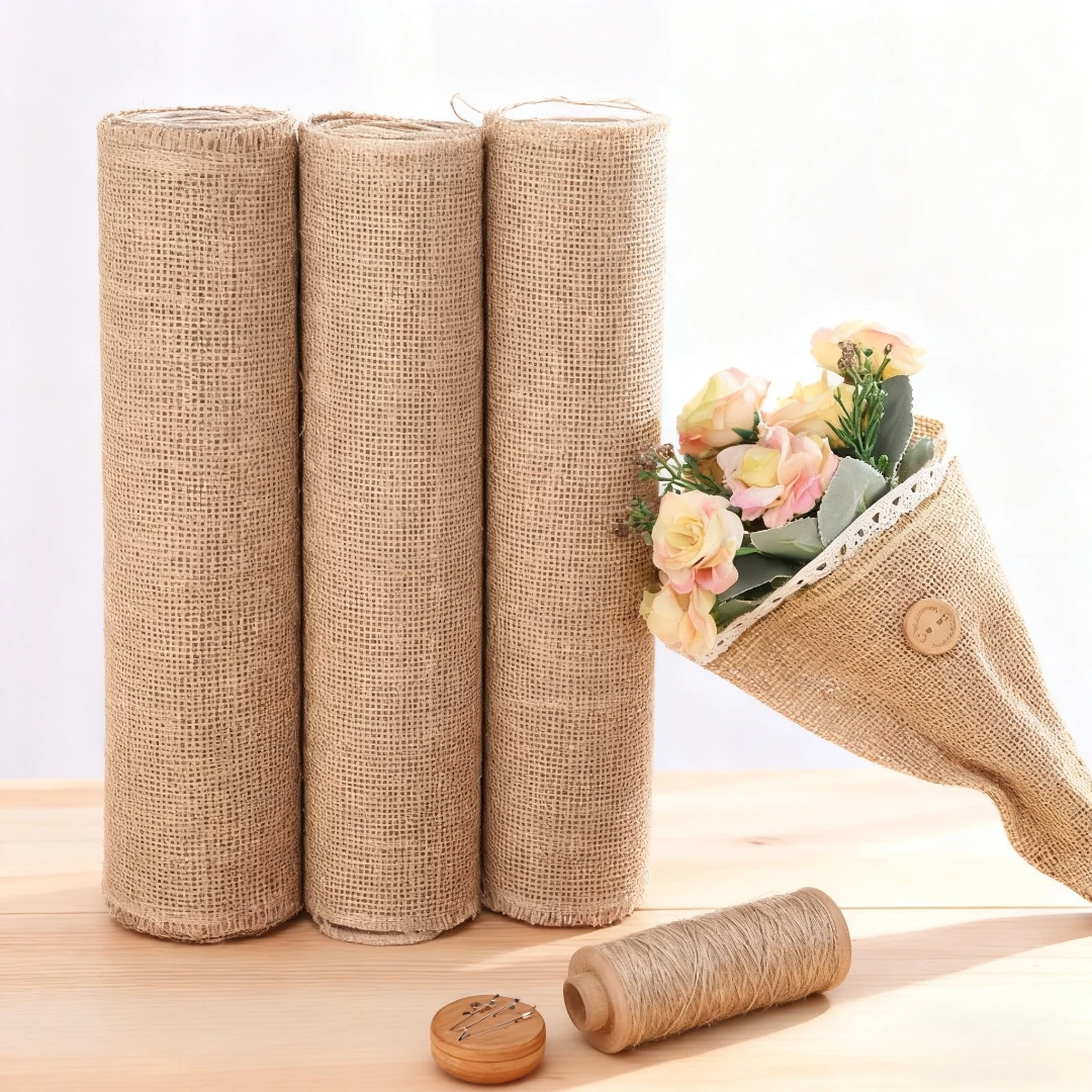 2M Natürliche Jute-Stoffrolle, 13 Breiten 2,5-35cm, Juteband für Tischläufer, Hochzeitsfeier, DIY-Heimwerkerarbeiten – Detail 1