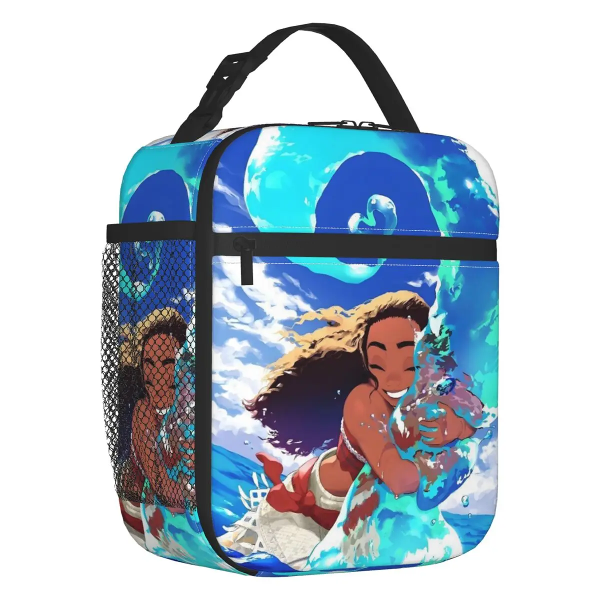 

Custom Moana Insulated Lunch Tote Bag Women Cartoon Printed The Girl Of The Sea Resuable Thermal Cooler Food Lunch Box School