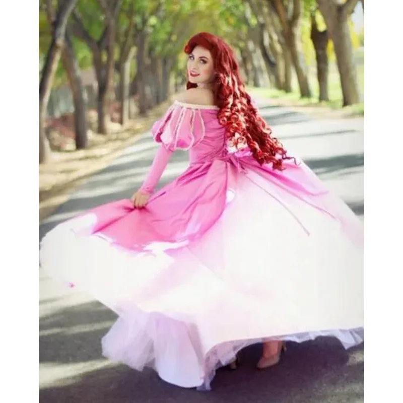 GelAriel-Robe Princesse Cosplay Rose pour Femme Adulte, Robe à Manches sulfavec Lacets Perlés, ixd'Halloween, Qualité Supérieure