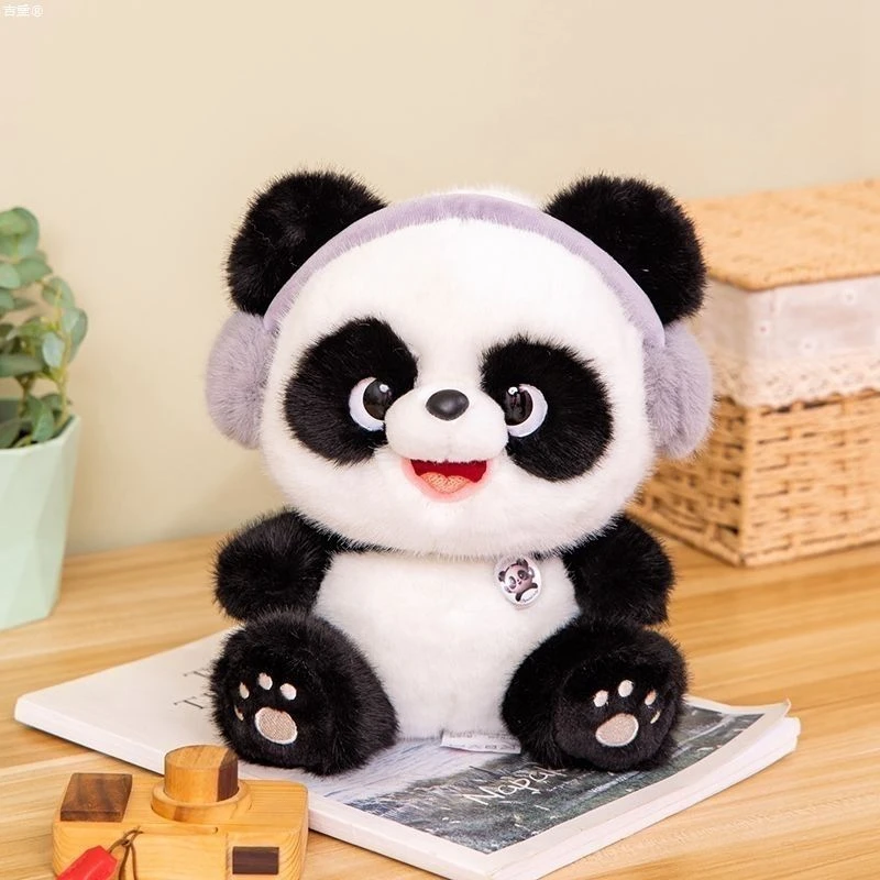 25CM Cute Earphone Rabbit Plush Toy Kawaii Super Soft Short-haired Premium Panda Husky Doll as a Birthday and Christmas Gift