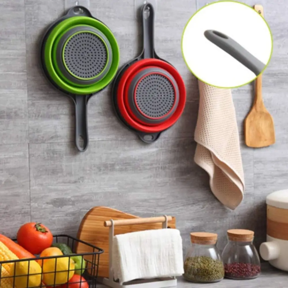 With Handle Silicone Colander Folding Feature Collapsible Design Collapsible Colander Draining Function Heat Resistant - view 5