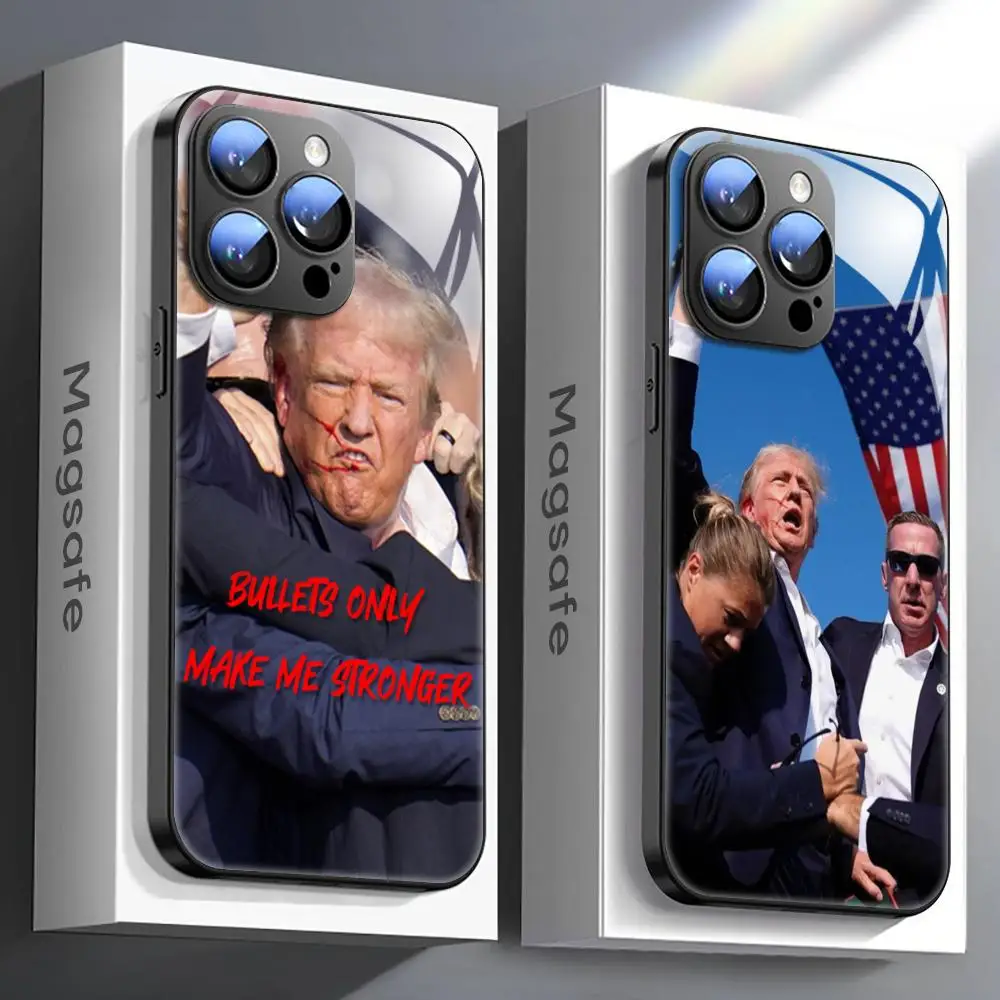 Hot D-Donald Trumpes Phone Case For iPhone 15 14 13 12 11 X XR XS XSMAX 8 7 Plus Mini Pro Max Glass Magnetic Phone Case