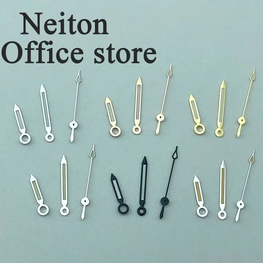 NEITON فضي، ذهبي، عقارب سوداء، عقارب خضراء مضيئة، مع أجزاء الحركة NH36 وNH35، عقارب الساعة