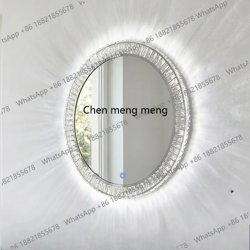 

Cross-border special crystal led cosmetic mirror with light three-color dimming bathroom mirror wall-mounted cosmetic mirror