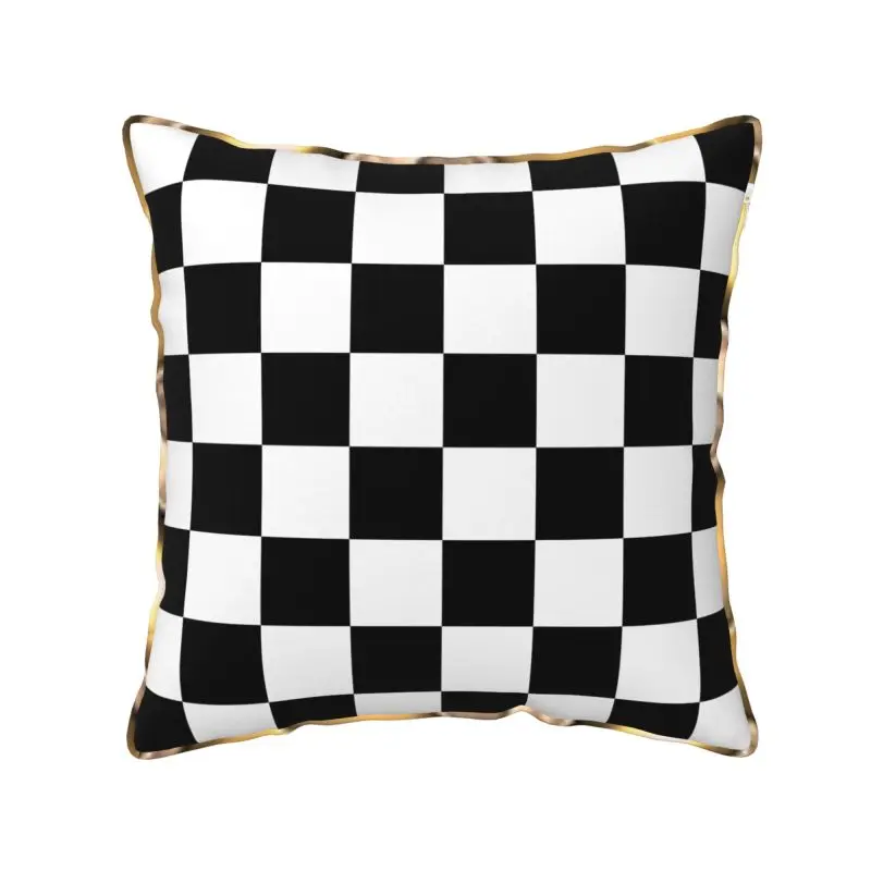 Black and White Checkered Racing Flag Soft Velvet Pillow Cover 18x18 Inch Square Throw Pillowcase Cushion Cover for Car Sofa Bed