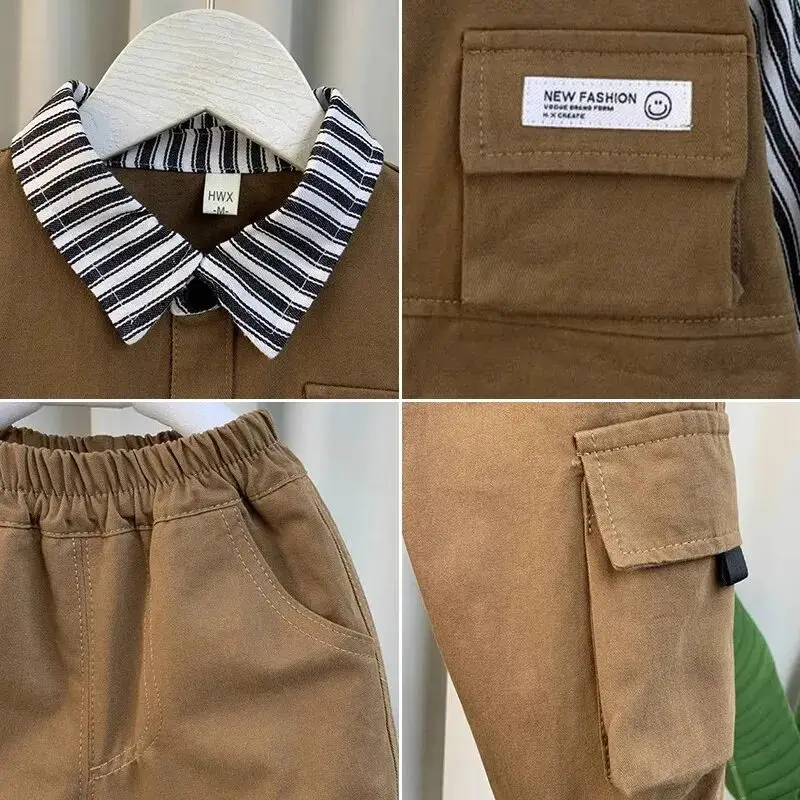 Boys Spring Autumn Clothing Set Baby Striped Shirt+Pants 2pcs Set for Korean Casual Children\'s Clothes Handsome Kids Clothing