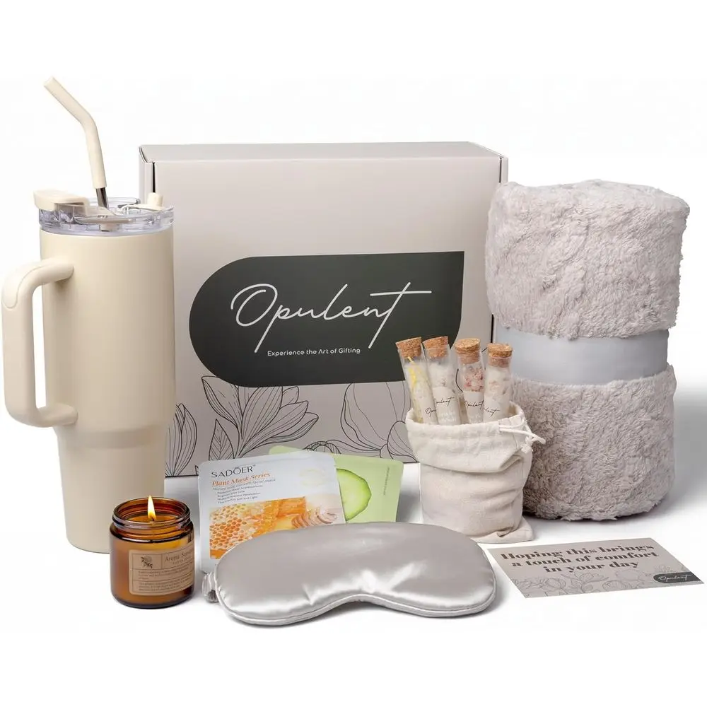 

Premium Comfort Care Package for Women - Spa Gift Set with 40 oz Tumbler and Plush Blanket - Perfect for Get Well, Birthdays, Sy