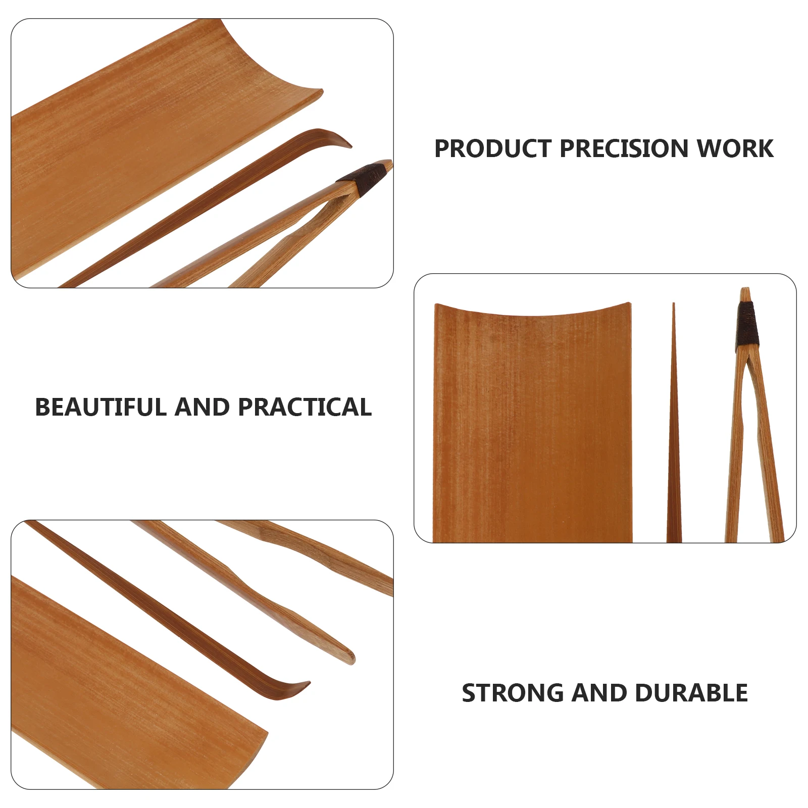 

3 pcs Carbonized Bamboo Tea Set Smooth Surface Easy To Clean Tea Art Supplies For Home Use Brown Color