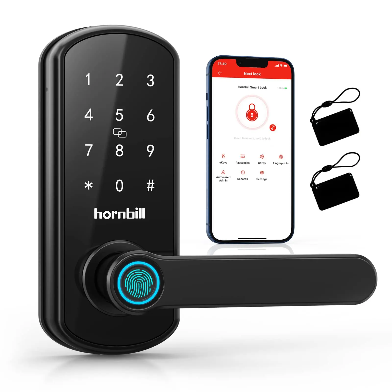 Hornbill Smart Door Lock Electric Fingerprint Biometric Digital Locks Password Keyless Door Handle Deadbolt Lock Home Security