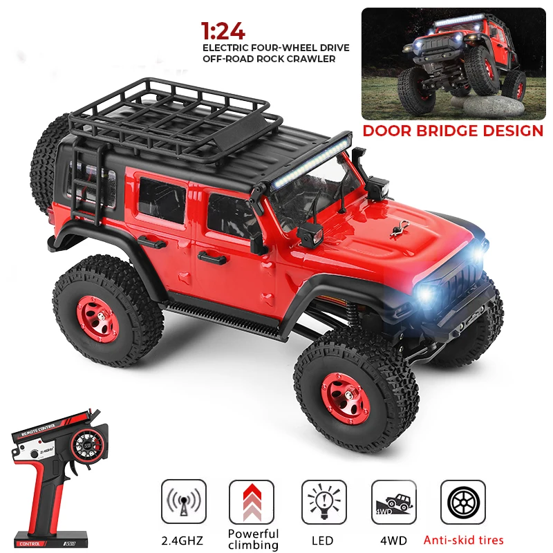 

2428 1:24 Mini RC Car 2.4G With LED Lights 4WD Off-Road Vehicle Model Remote Control Mechanical Truck Toy for Children