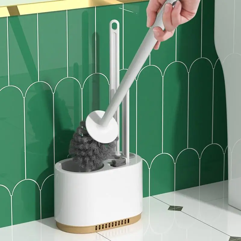 With Bracket Home Bathroom Accessories Sets 2026 New 4 In1 Toilet Brush Silicone Wall Mounted Multi-functional Cleaning Tools