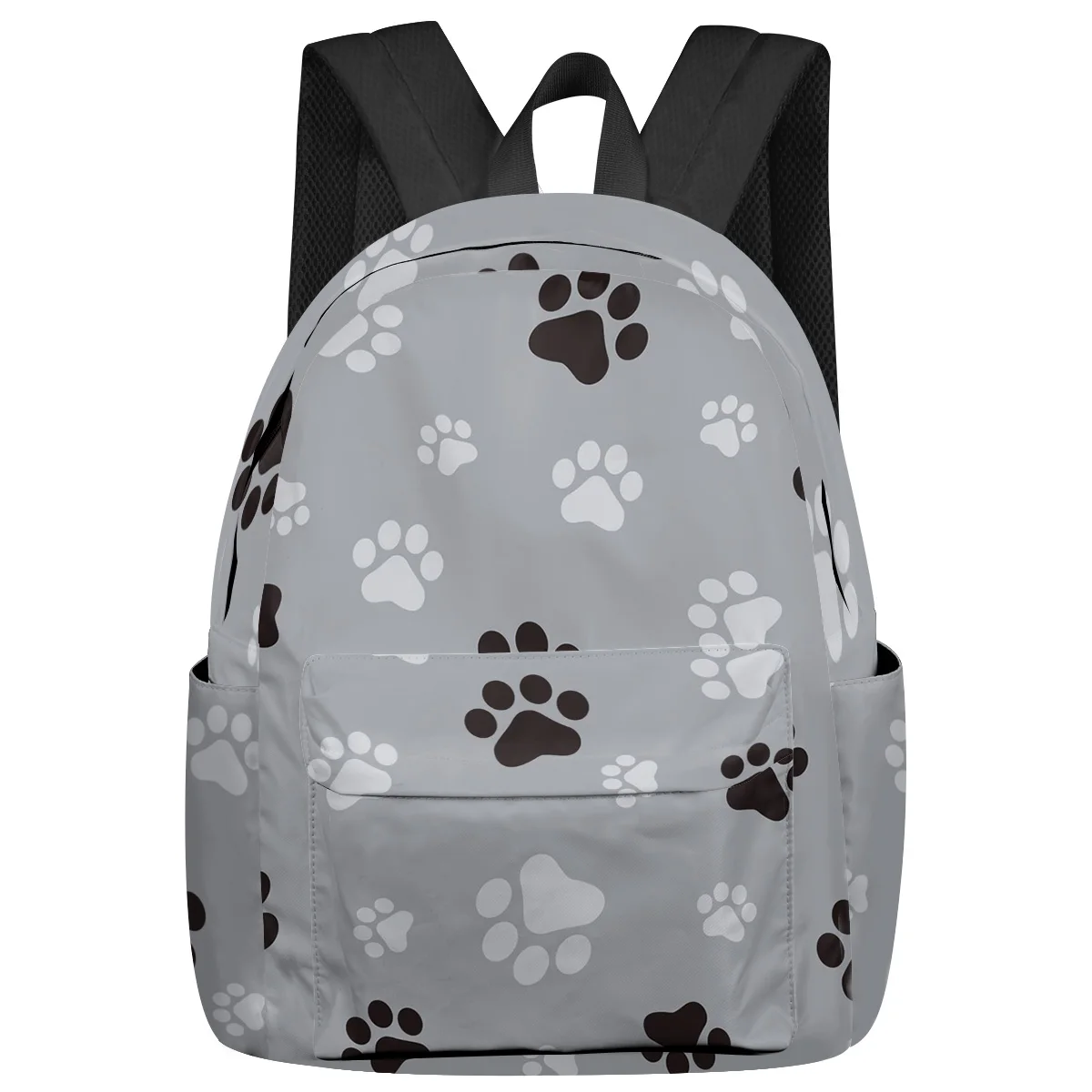 

Dog Paw Black Gray Large Capacity Bookbag Travel Backpacks Schoolbag For Teenager Women Laptop Bags Rucksack