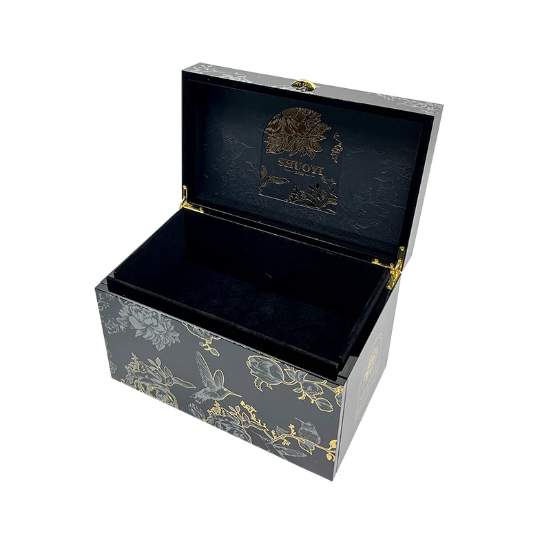 Black High glossy painting perfume bottle with box Quality wood perfume box Storage packaging perfume box