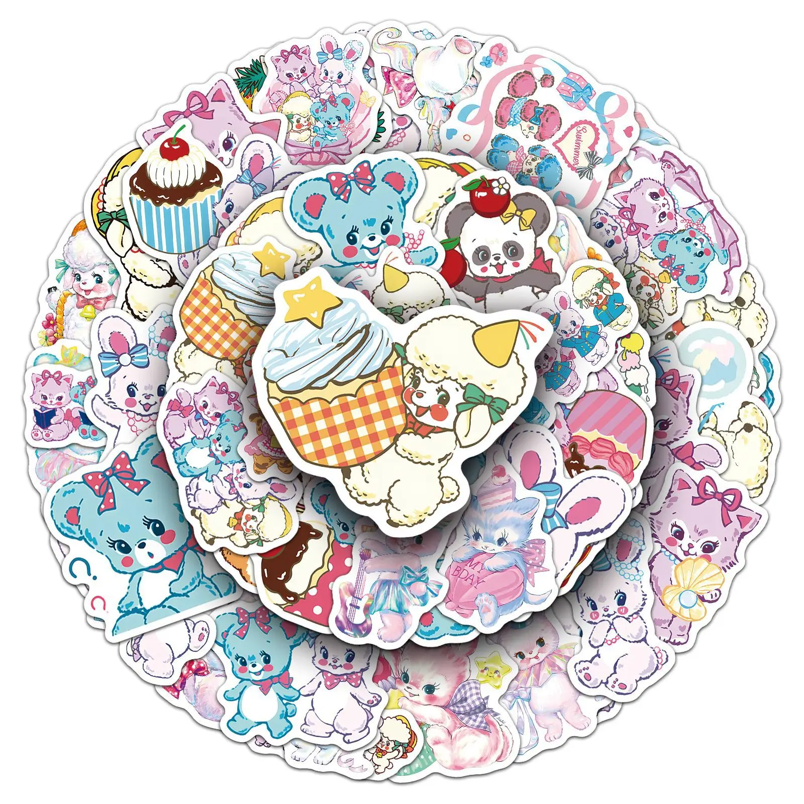 50 Stück Niedliche Showa Retro Japanische Cartoon-Tier-Aufkleber PVC-Sticker Spielzeug DIY Wasserdicht Skateboard Gepäck Handy Kühlschrank Geschenke