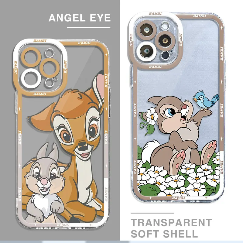 Disney Bambi Rabbit Cartoon Case For Apple iPhone 11 14 15 Pro Max 13 12 Mini 7 8 Plus XR X XS 6 6S SE Angel Eye Phone Cover