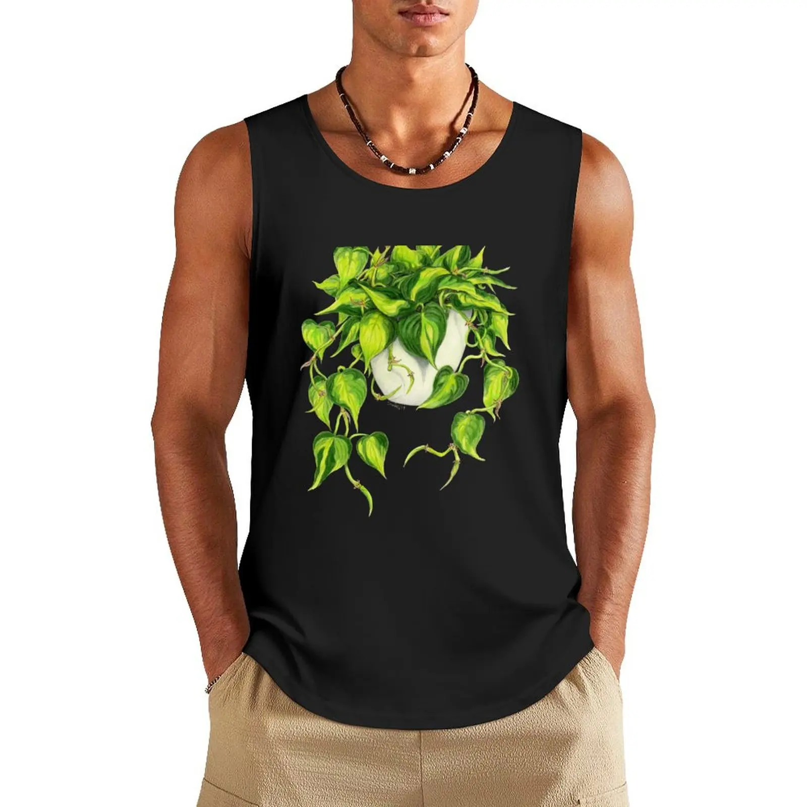 Philodendron-Camiseta sin mangas de Brasil para hombre, camisa de gimnasio para hombre, ropa de fitness para verano, 2024