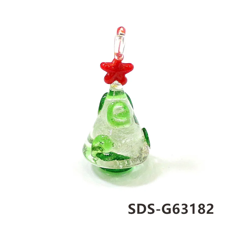 2pcs Lovely Mini Christmas Tree Charm Glass Pendant Ornaments for DIY Craft Supplies Xmas Decor New