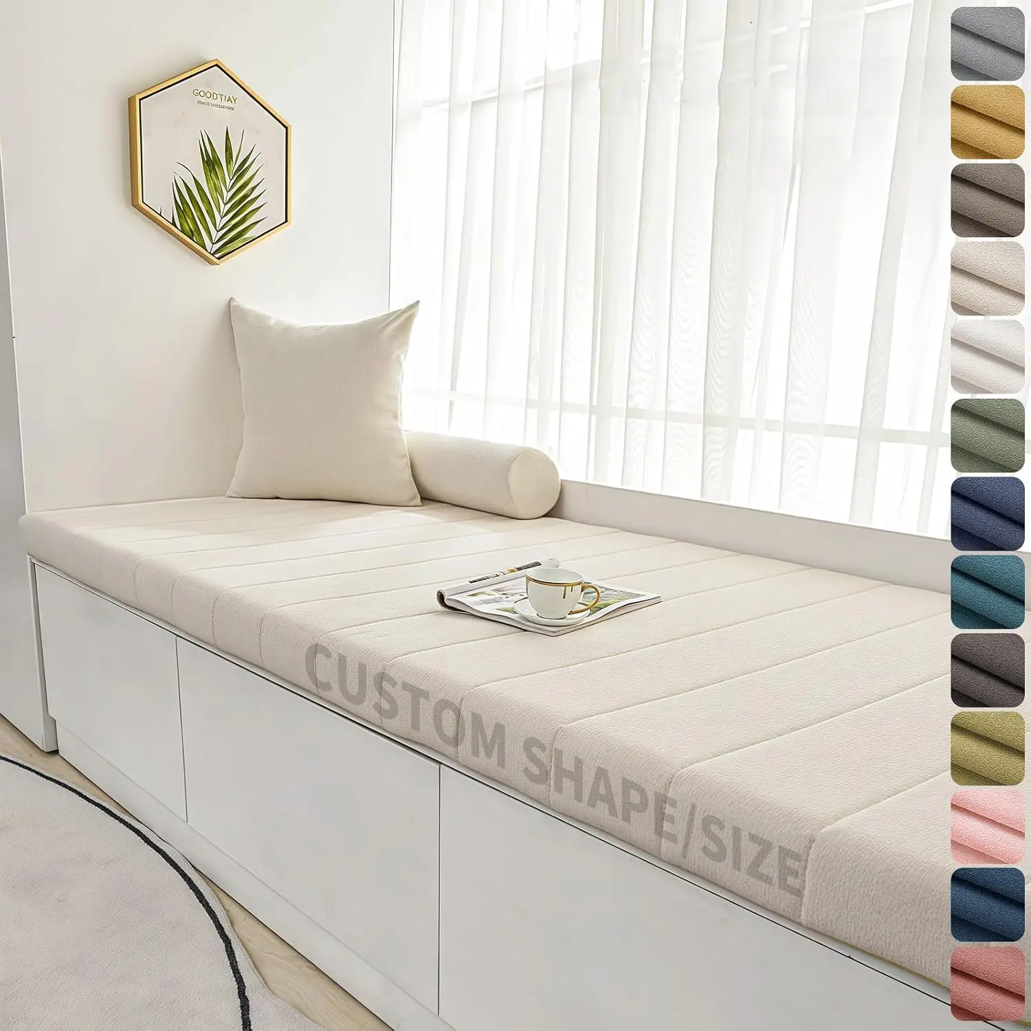 Custom Bench Cushions 6cm Teddy Velvet Bay Window Chair Seat Long Mattress Padding Seat Pad Decorative Pads Garden Swings