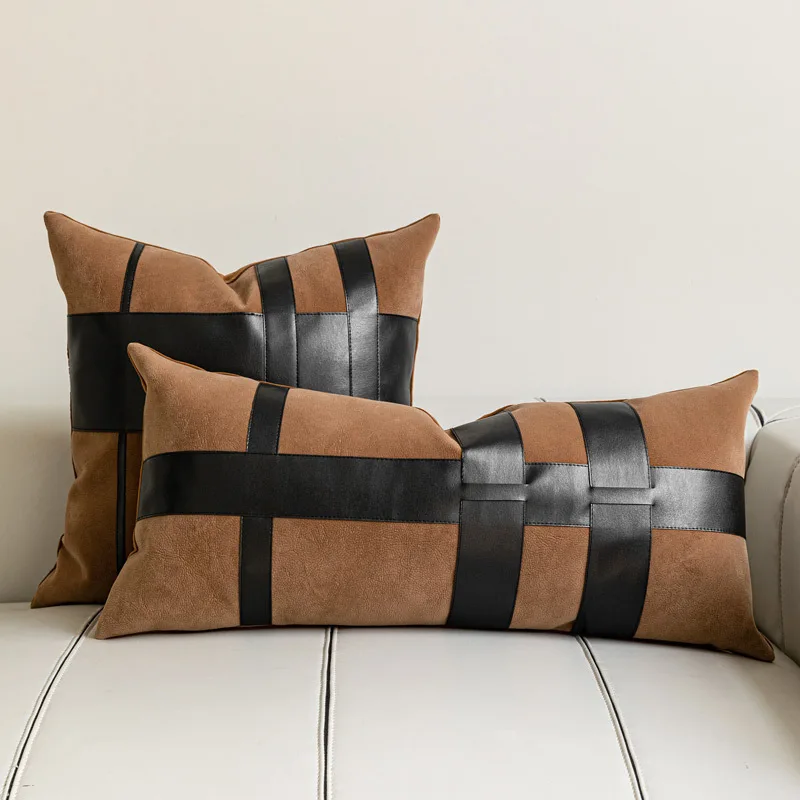 Luxury Sofa Cushion Cover High-end Technology Velvet Orange Black Long Pillow Case For Homestay Hotel Home Model Room Decor