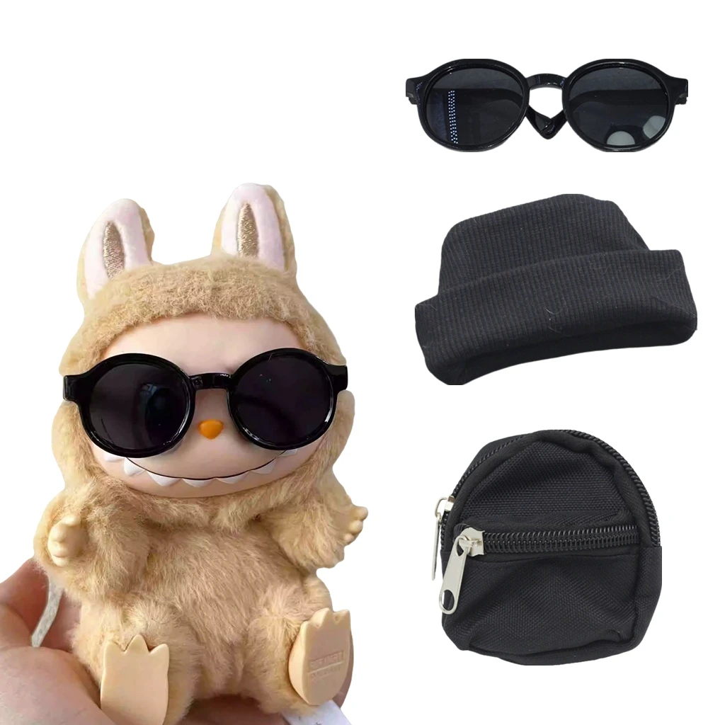 Mini Doll'S Clothes Outfit Accessories For Ropa Labubu Idol 10cm cotton doll 1/6 BJD Canva Backpack Glasses Hat Clothing Gift