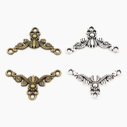 26x15mm 30pcs Antique Silver Plated and Bronze Plated Flower Style Connector Handmade Charms Pendant:DIY for bracelet necklace-