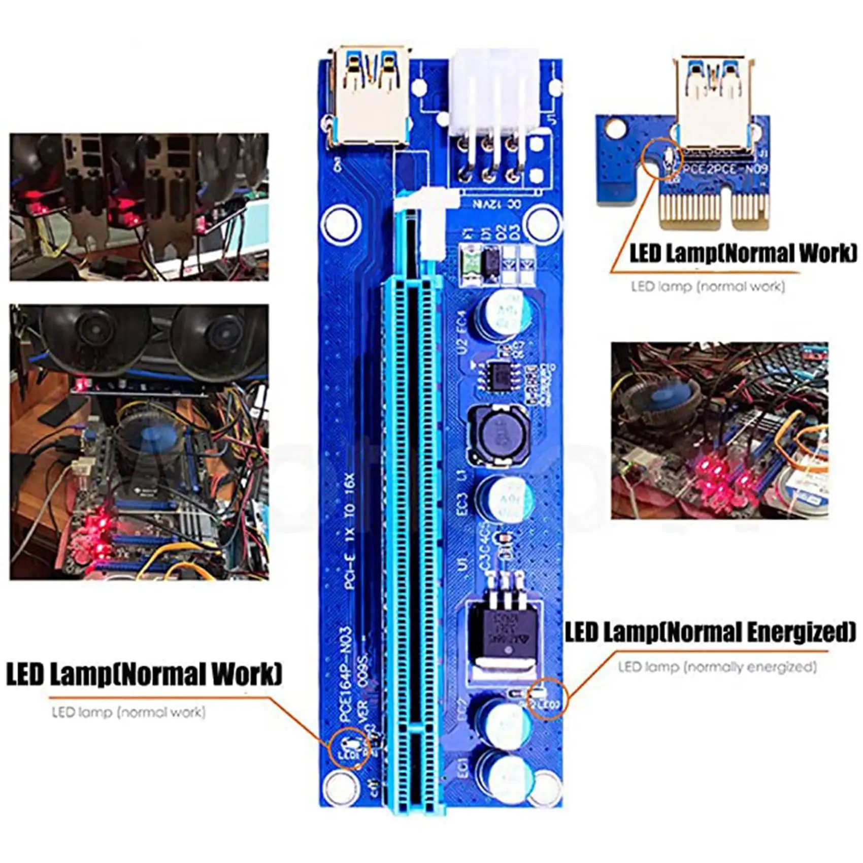 VER009S USB3.0 Pci-E to Pci Adapter Card Pci-E 1X to 16X Image Card Extension Cable Bitcoin Mining Adapter Card