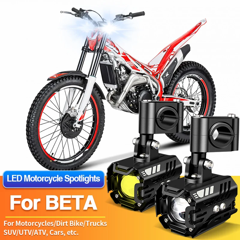 2PCS LED Motorcycles Headlight Two-Color Fog Light Spotlight SUV ATV Off Road for BETA RR-S 350 390 500/RX 300/Xtrainer 300