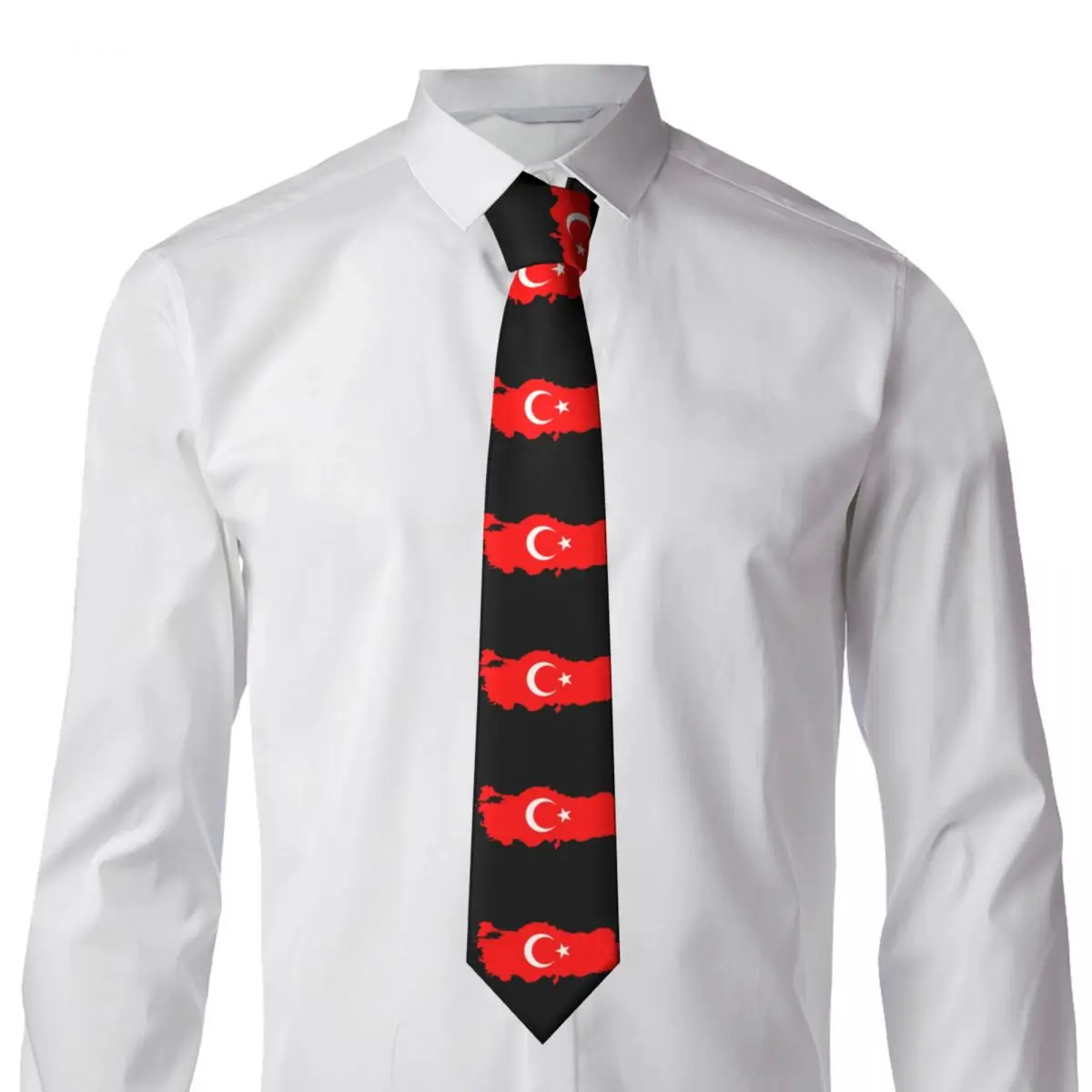 Custom Turkey Flag Map Tie Men Formal Silk Turkish Moon and Star Neckties for Office