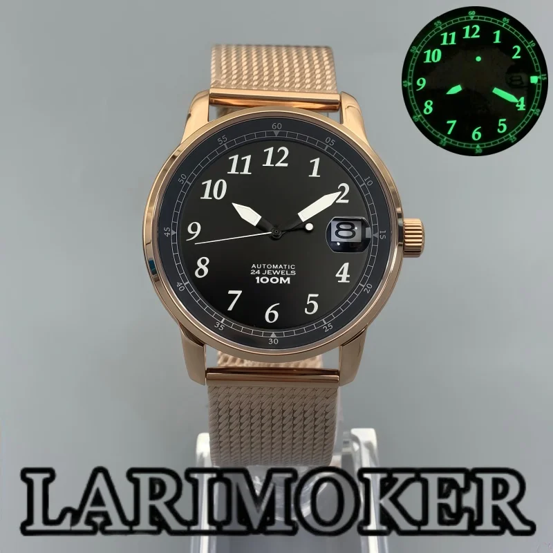 

LARIMOKER 38.3mm Men's Mechanical Watch Stainless Steel Luminous Waterproof Suitable for NH35 Automatic Movement