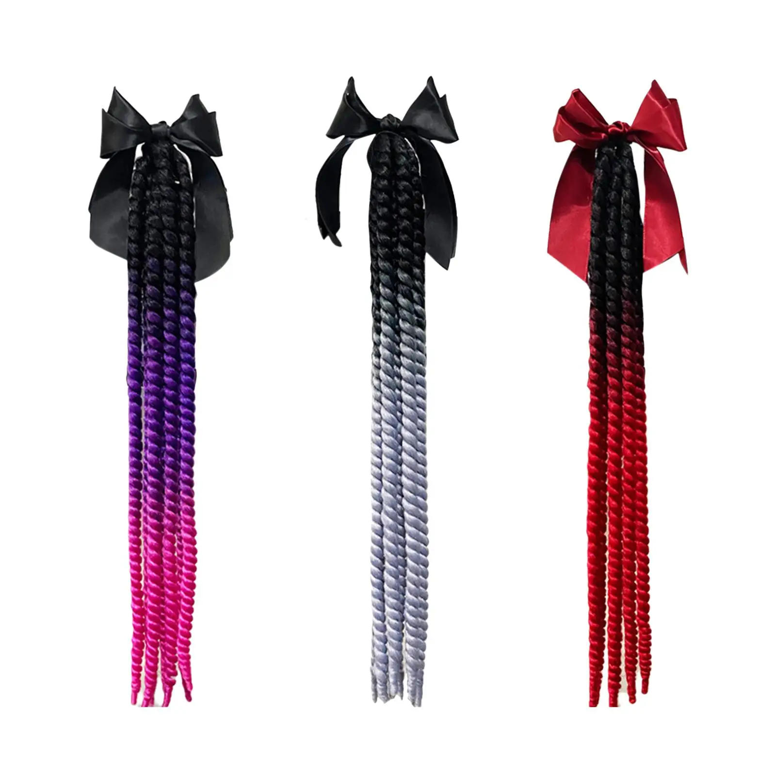 Motorcycle Helmet Braids Ponytail Decoration with Bowknot Dreadlocks Female