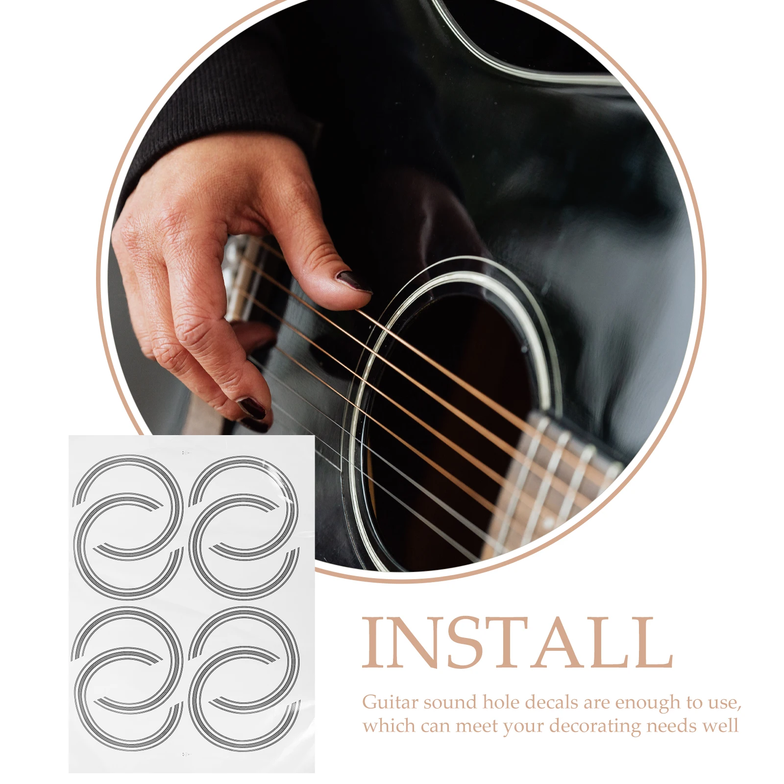 

8pcs Guitar Soundhole Stickers 3D Self Adhesive Decorative Decals for 38 Inch Guitars Replacement Sound Hole Inlay Stickers