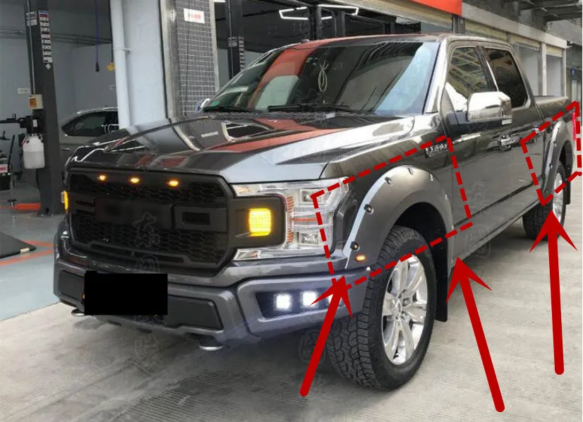 4PCS/SET For FORD F150 F-150 2015 2016 2017 / 2018 2019 2020 Wheel Eyebrow Round Arc Fender Flares Body Kit Cover