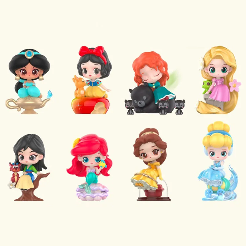 Disney Princess Fairy Town Series Blind Box Cute Snow White Petunia Ariel Mystery Box Tabletop Decor Mini Princess Doll Kid Gift