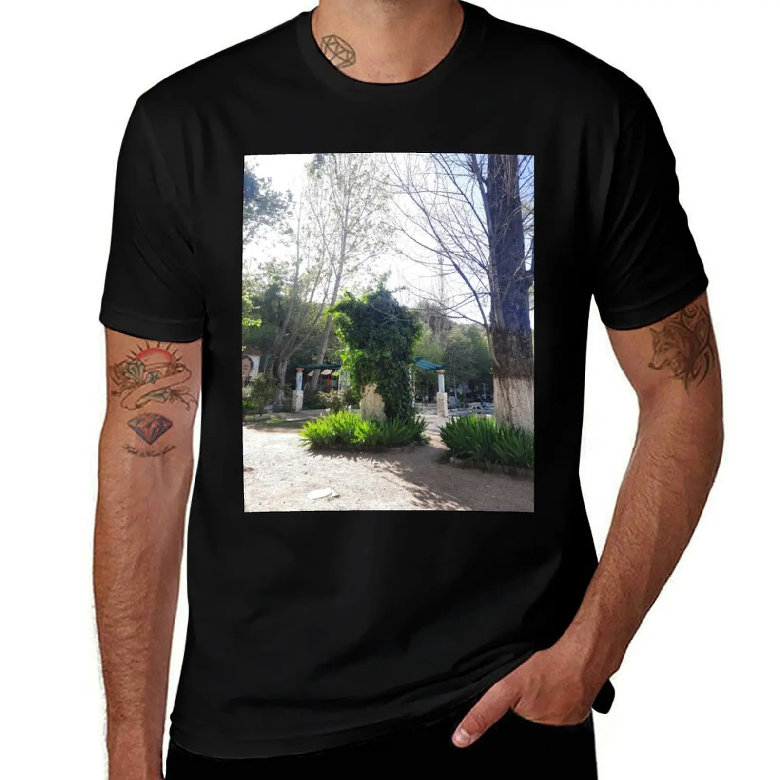 

Tree growing in park cityscape T-Shirt custom t shirt Blouse sublime anime figures men clothing