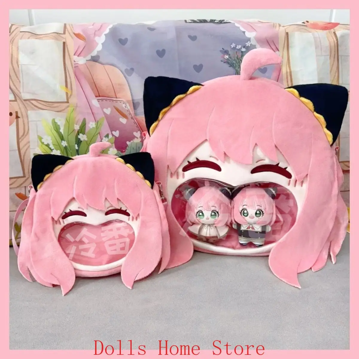 ギフトアニメアーニャフォージャー SPY×FAMILY かわいい大きな口ぬいぐるみ itabag バックパック透明ショルダーバッグ学生ランドセルクロスボディバッグ