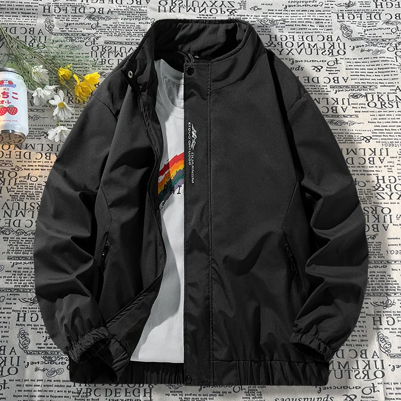 

Повседневная мужская куртка с капюшоном, модная корейская весенне-осенняя верхняя одежда из полиэфирного волокна, длинная застежка-молния, подставка