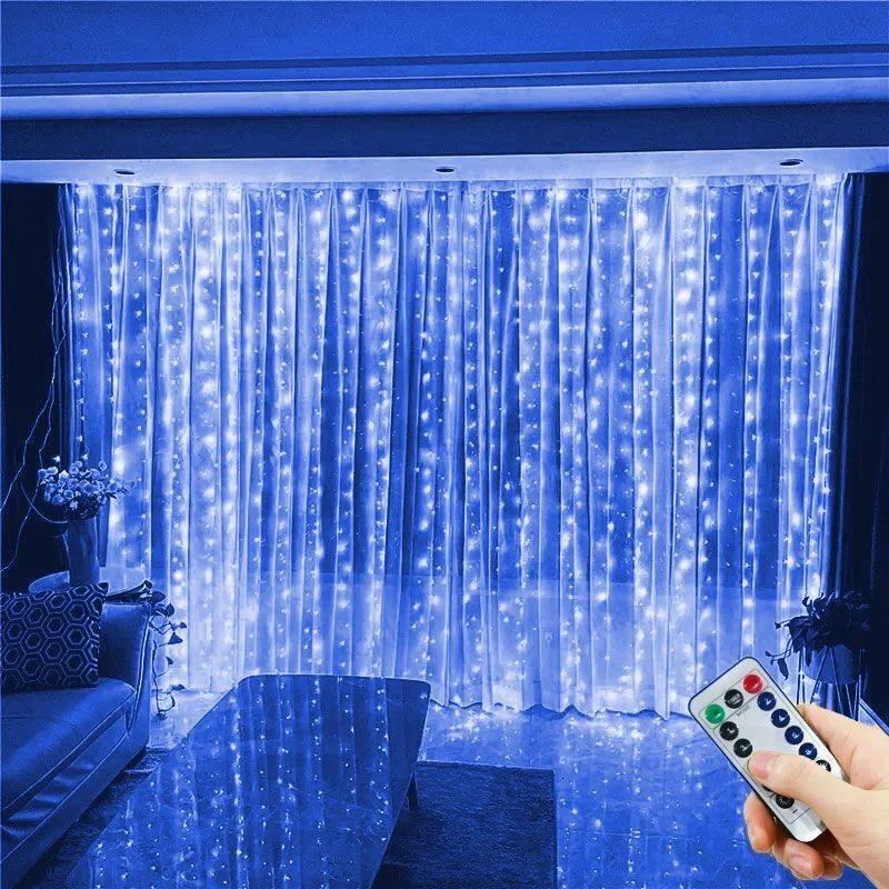 600/300/200/100LED kurtyna łańcuchy świetlne okno zasilane przez USB bajkowe światło nowy rok 2025 girlanda Led światła dekoracje świąteczne