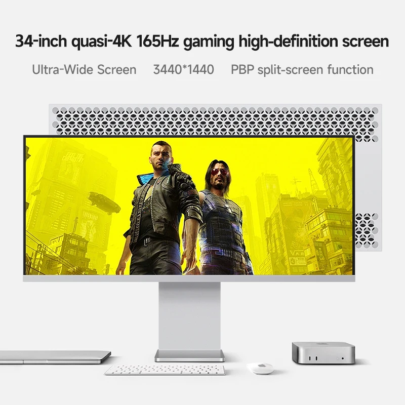 

34-inch Quasi 4K 165Hz Monitor 1ms Display with 96%P3 Color Gamut Built in Speakers Aluminum Alloy Metal Material Body
