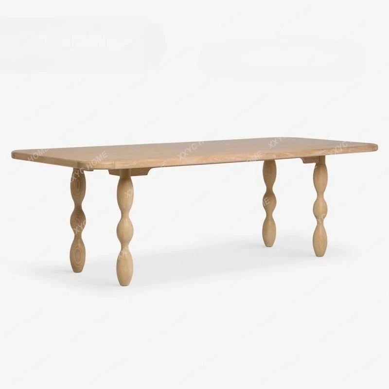 

Solid wood dining table medieval wabi ash wood log table household simple rectangle high sense