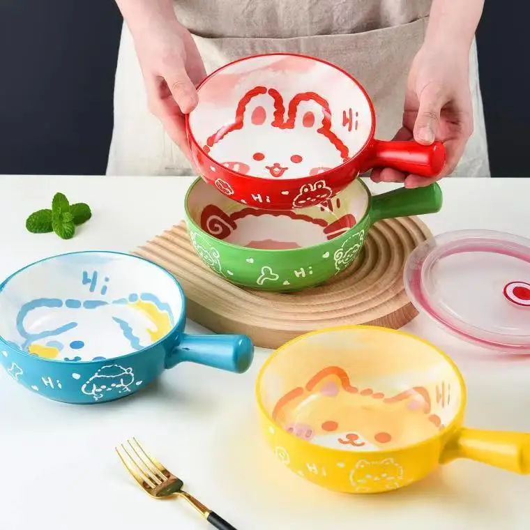 [Sunshine and you] Handle Lamian Noodles Bowl/Lamian Noodles soup bowl Nordic ceramic noodles Jiwudong noodles cover rice Udong