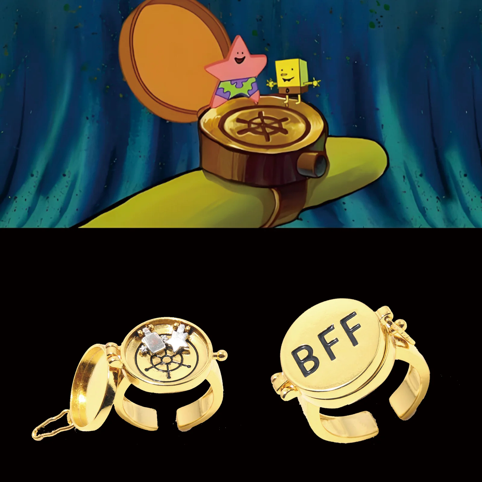 أنيمي BFF أفضل صديق للأبد حلقة لطيف الكرتون الصداقة يمكن فتح خواتم قابلة للتعديل لصديق الهدايا مجوهرات اكسسوارات #1