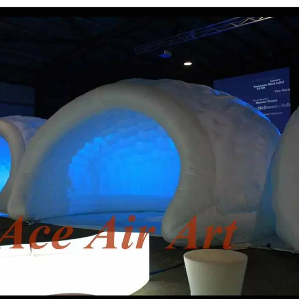 Barraca inflável branca portátil personalizada do iglu conduziu a barraca inflável da barra da iluminação para a venda