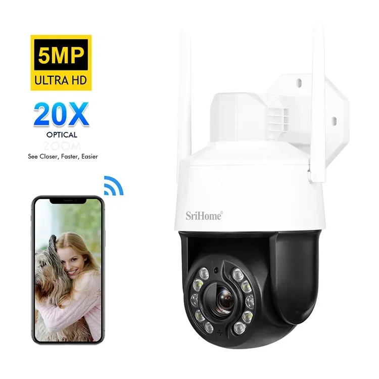 Wholesale Srihome SH041 20x ptz Optical Zoom Outdoor waterproof IR-CUT Night Vision Wireless WiFi 5mp Security IP Camera Systems