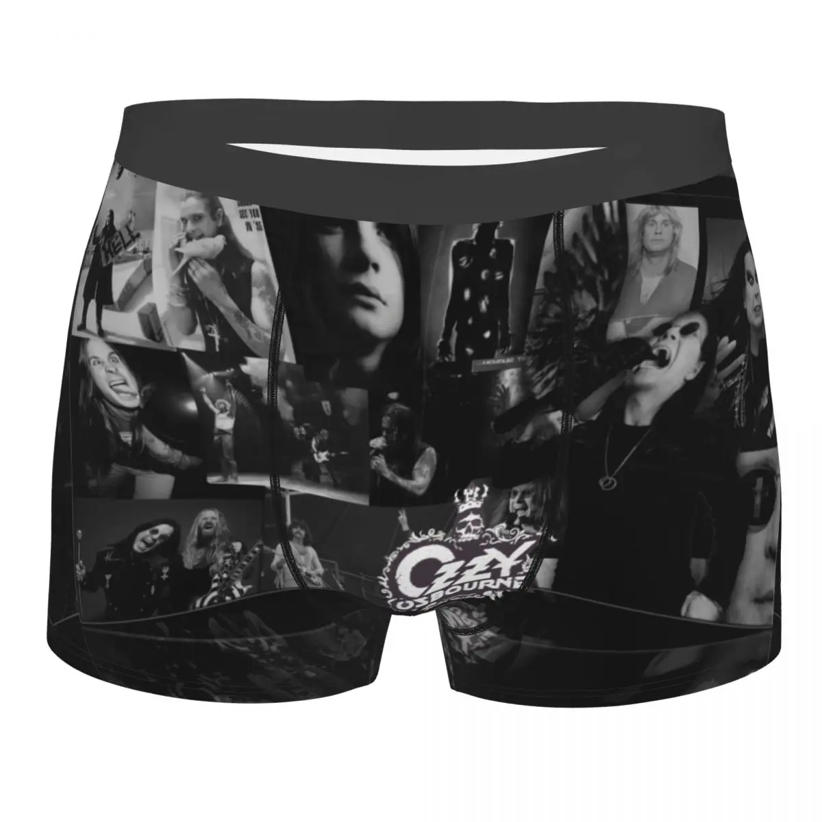 Custom Ozzy Osbourne Collage Underwear Men Stretch Heavy Metal Boxer Briefs Shorts Panties Soft Underpants For Homme