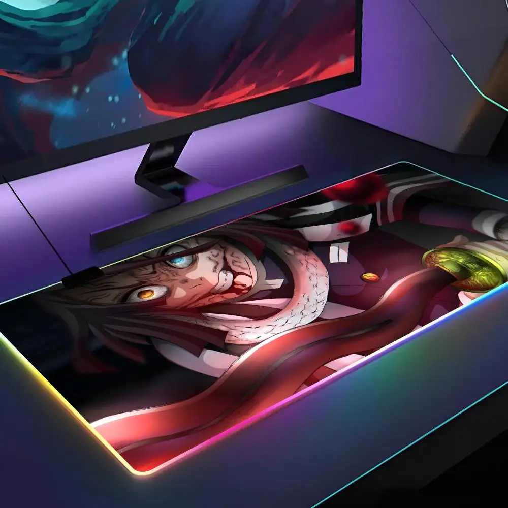 Imagem -06 - Iguro Obanai-rgb Mouse Pad para Gamer Led Mousepad Protetor de Mesa Tapete Teclado para Laptops Gaming Anime Mats