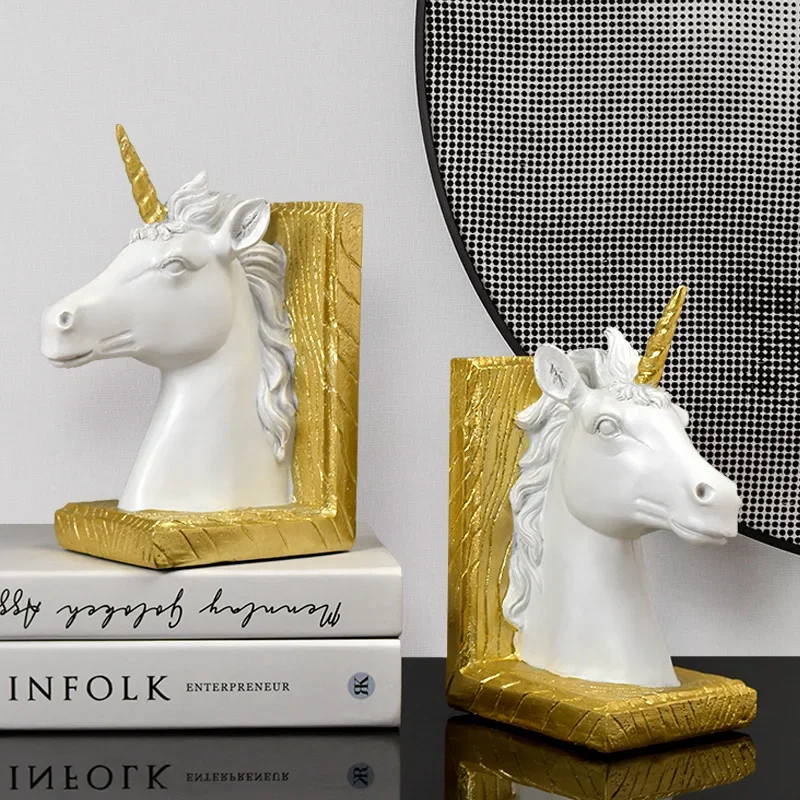 

Nordic Modern Unicorn Desk Book Relying on Decorative Supplies Ornament Model Room Ornament Resin Crafts Book File